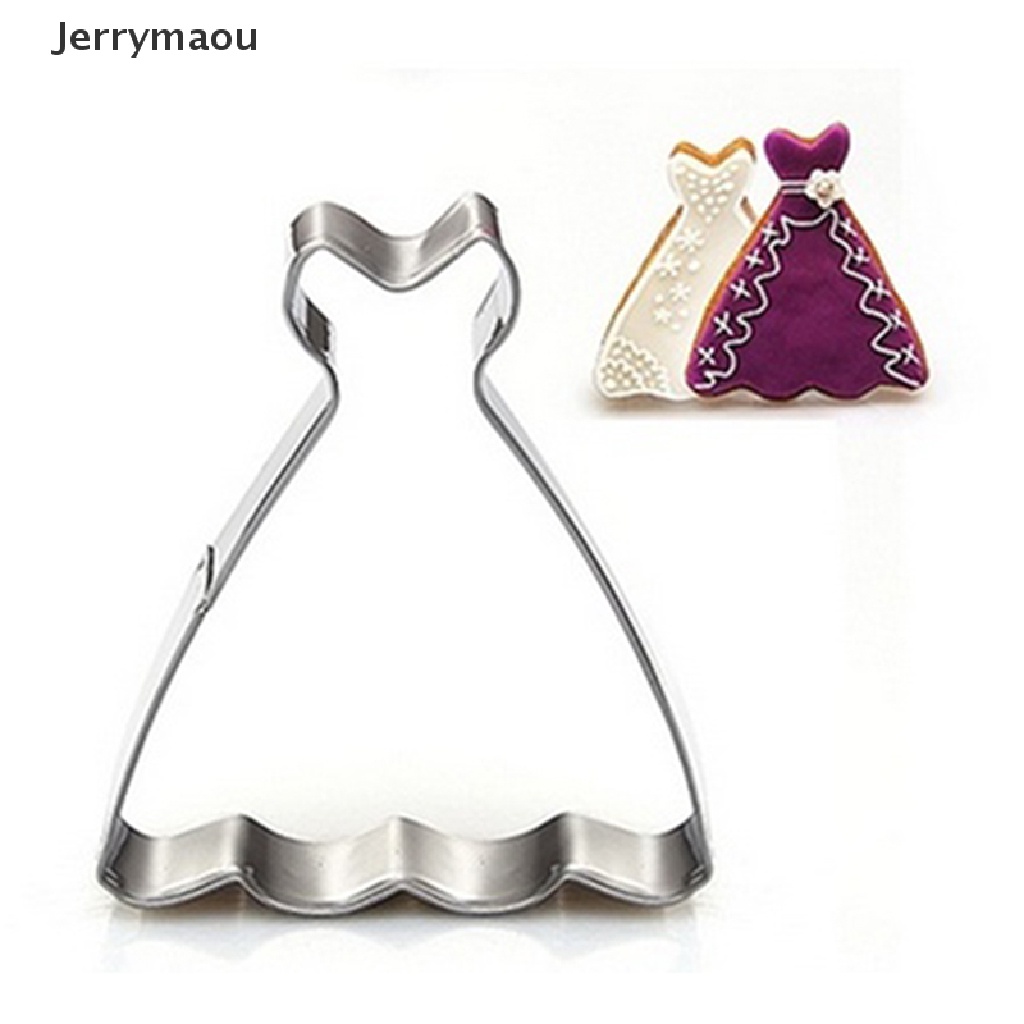 Khuôn cắt bánh quy hình váy cưới công chúa màu bạc