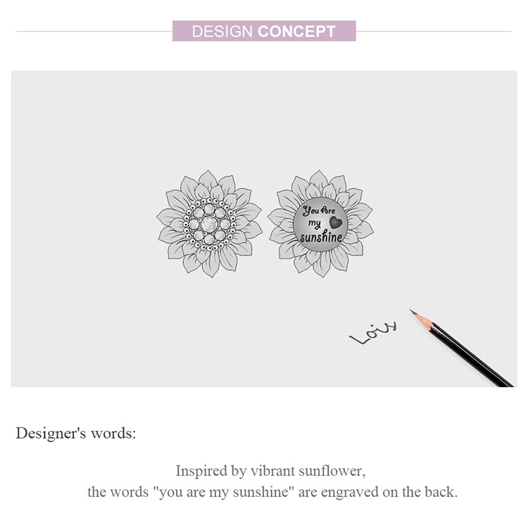 Hạt Trang Sức Bamoer bạc 925 Hình Hoa Hướng Dương Dùng Làm Vòng Đeo Tay Cho Phụ Nữ