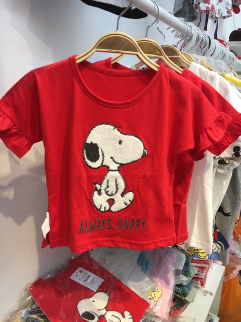 Áo cộc đỏ Zara snoopy bé gái 1-5Y (có ảnh thật)