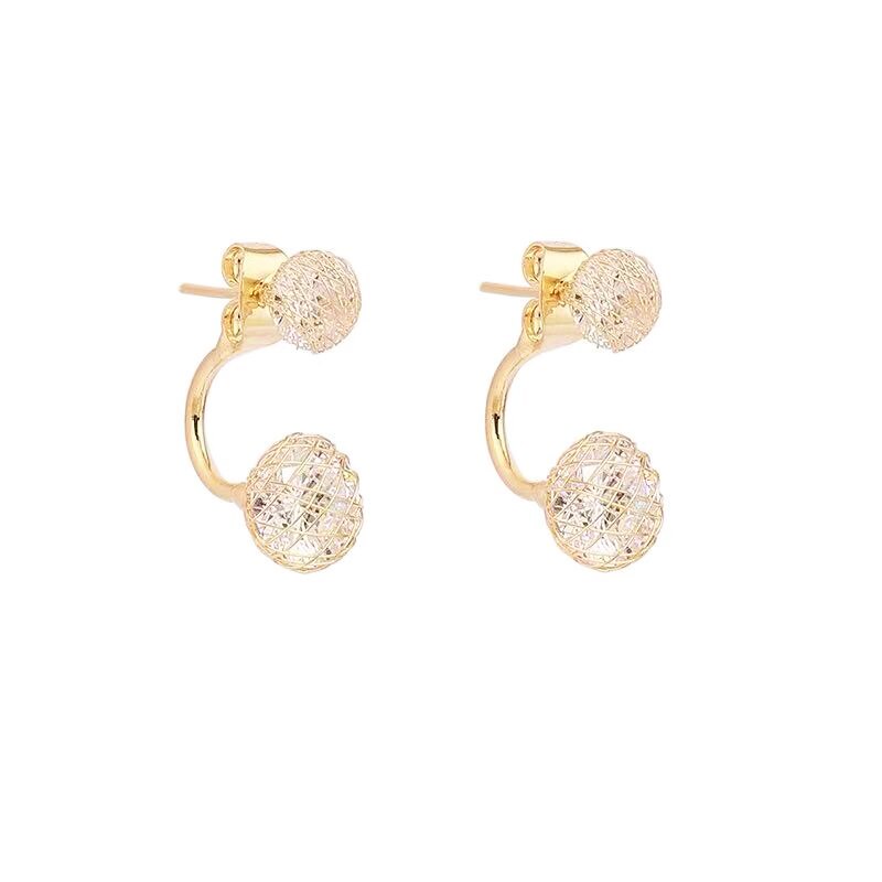 Khuyên tai hình tròn dệt sợi vàng đính đá zircon phong cách Hàn Quốc sang trọng thời trang cho nữ