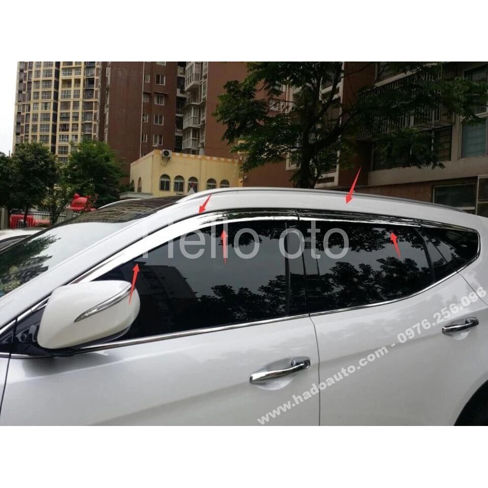 Vè Che Mưa Xe Hyundai Santafe 2019 2020 2021 Mạ Crom Hàn Quốc Cao Cấp - 6PC- tặng kèm keo tăng dính