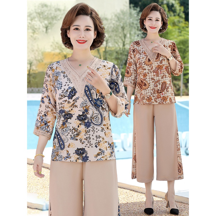 Bộ Đồ Thời Trang Mùa Hè Hai Mảnh Kiểu Phương Tây Dành Cho Phụ Nữ Trung Niên 2022 50