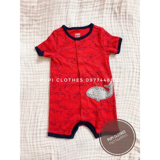 Body đùi cotton cho bé - hình cá heo nền đỏ