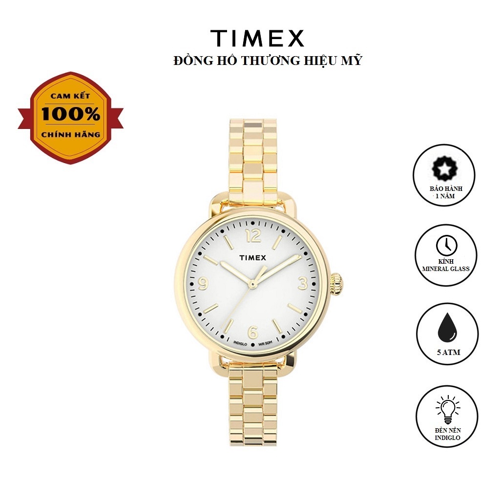 Đồng hồ Nữ Timex Standard Demi 30mm TW2U60600 Dây Kim Loại - Chính Hãng