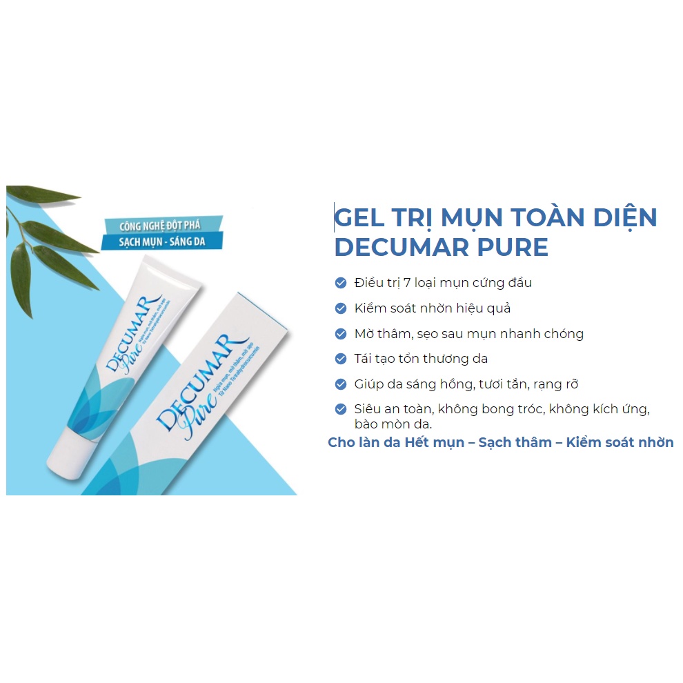 Gel ngừa mụn da mặt trong suốt Decumar Pure 15gr hoàn toàn mới[CHÍNH HÃNG]