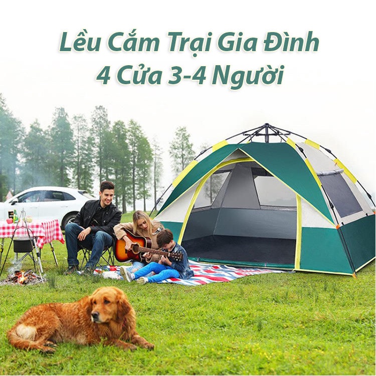 Lều cắm trại tự bung dành cho 4-5 người, chống thấm nước, thông gió mát mẻ