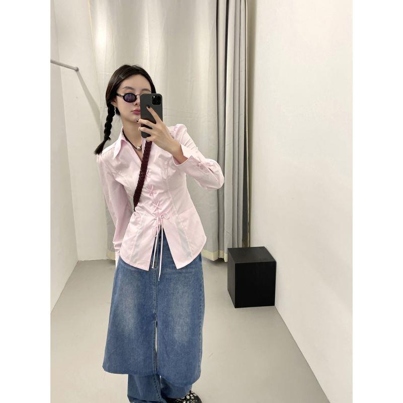 Mona Super Slimmer Look|Áo Kiểu Dây Rút Phong Cách Retro Cá Tính Cho Nữ