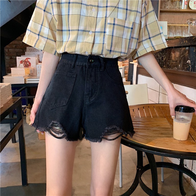 LEEVA - Quần short nữ lưng cao phối túi S020