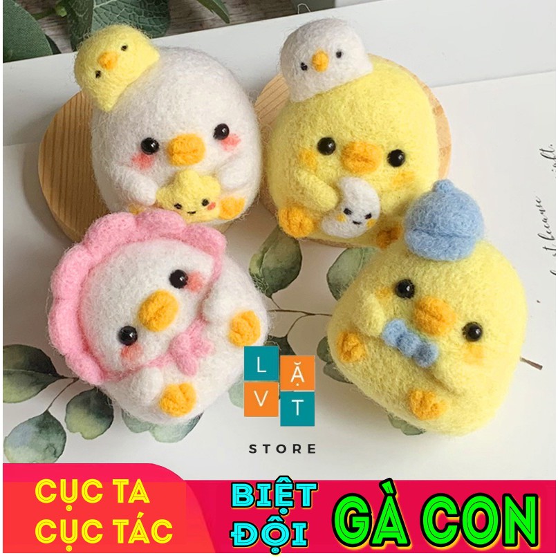 Bộ kit len chọc Biệt Đội Gà Con nhỏ nhắn - dễ thương - Needle felting chicken cho người mới bắt đầu- móc khoá từ len