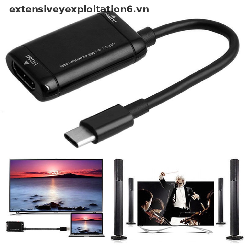 Đầu chuyển đổi e6vn usb-c type c sang hdmi usb 3.1 thích hợp cho mhl android màu đen