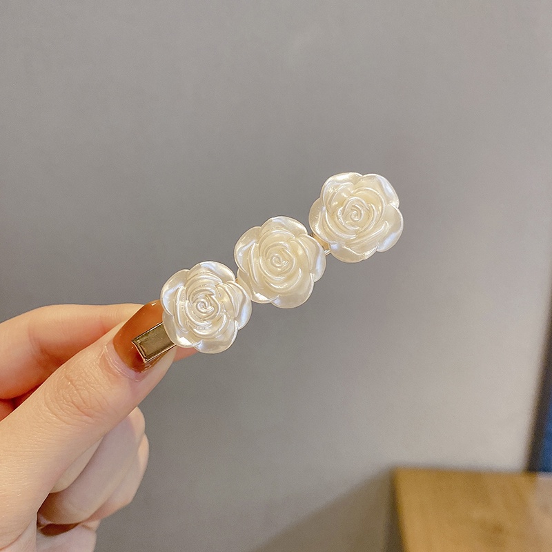Kẹp Tóc Hình Hoa Trà Đính Ngọc Trai Phong Cách Retro Pháp