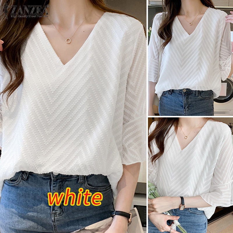 Zanzea Áo Nữ Tay Dài 3 / 4 Cổ Chữ V Thời Trang Quyến Rũ