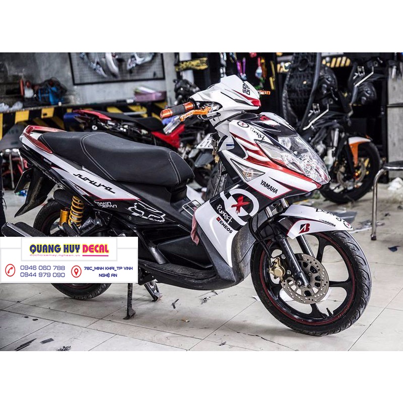 Tem trùm Nouvo 5 trắng đỏ đen - Độ dán team trùm decal xe máy Nouvo SX trắng đỏ đen - Team trùm decal xe máy Nouvo rẻ đ