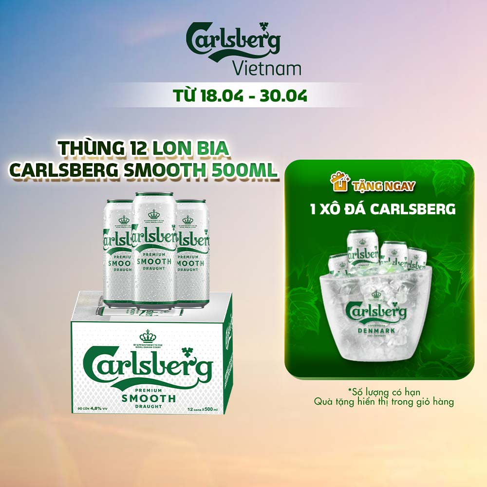 [Mã BMBAU50 giảm 7% đơn 99K] Thùng 12 lon bia Carlsberg Smooth 500mlx12