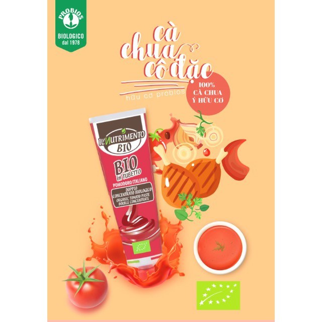 Sốt Cà chua cô đặc hữu cơ cho bé 170g IL Nutrimento Organic Tomato