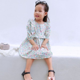 Đầm bé gái, đầm hoa nhí màu xanh ngọc, đầm công chúa bé gái KYNKIDS ĐHN06