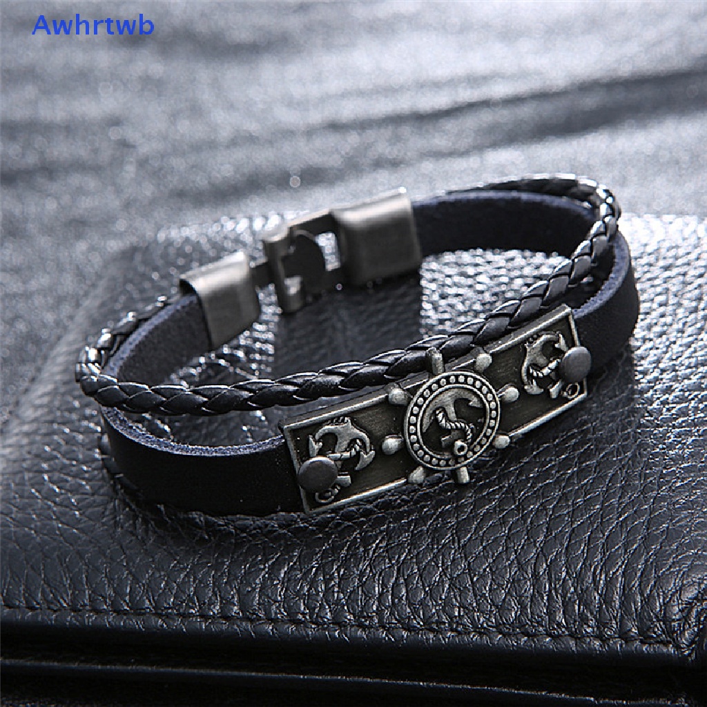Awhrtwb Mới Vòng Tay Da Đính Charm Mỏ Neo Tinh Tế Hàng Bán Chạy