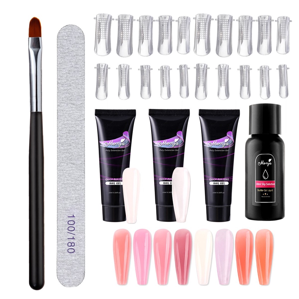 [Hàng mới về] Set 7 Dụng Cụ Đắp Nối Móng Tay 3 Màu Acrylic UV MONJA