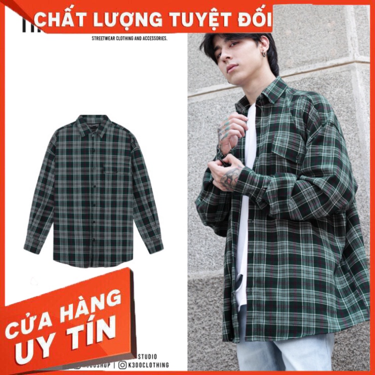 Áo Sơ Mi Flannel Màu Xanh Sọc Tím Form Rộng Thoải Mái Chất Liệu Cotton Thoáng Mát - Hàng nhập khẩu