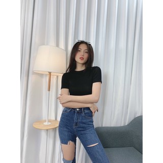 [Ảnh Thật] Áo body cổ tròn thun trơn dáng basic