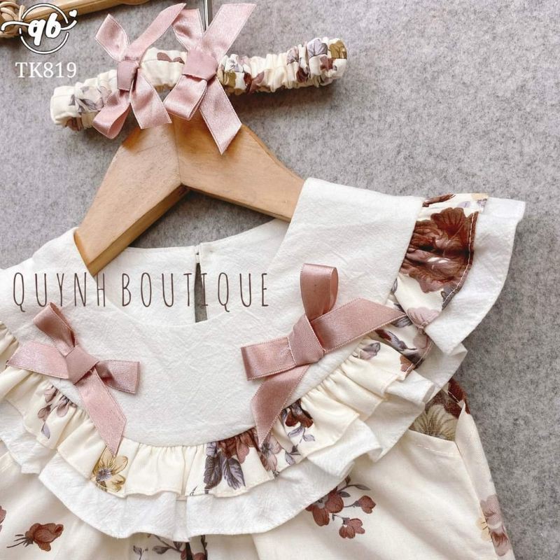 Quần áo sơ sinh Quỳnh Boutique Body hoa đính nơ cho bé gái