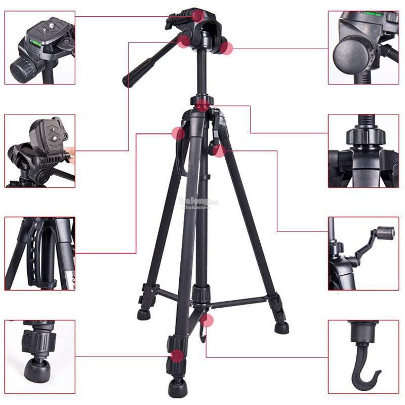 [To Chắc]Giá đỡ tripod 3 chân cao cấp cao 1.4m tải 3kg hỗ trợ livestream chụp hình có kẹp điện thoại và remote bluetooth