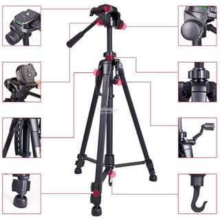 Giá đỡ tripod 3 chân cao cấp cao 1.4m tải 3kg hỗ trợ livestream chụp hình có kẹp điện thoại và remote bluetooth