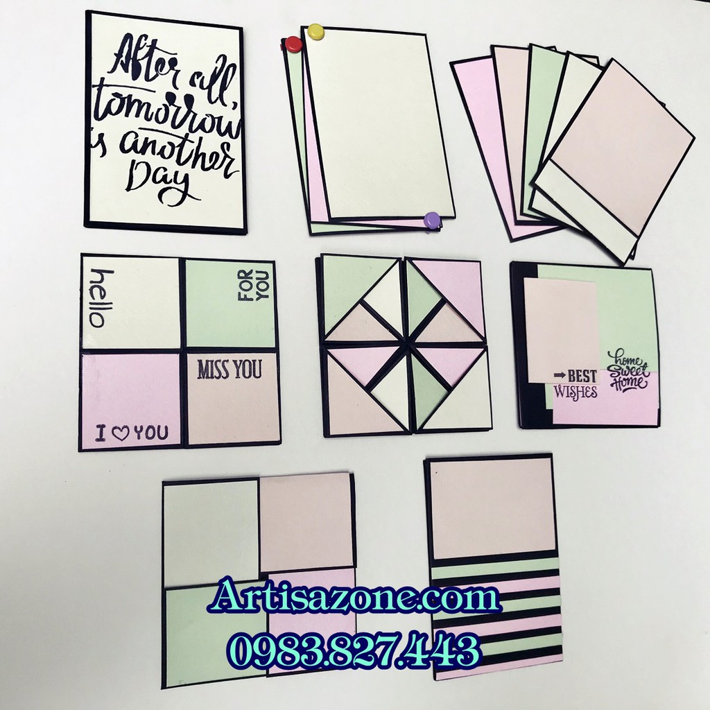 Hiệu ứng Scrapbook, album - Combo 8 hoặc 10 hiệu ứng tông màu hồng