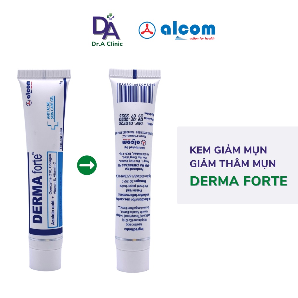 Derma Forte Gel Acid Azelaic 20% Dr.A Clinic giúp giảm mụn giảm thâm an toàn cho mọi loại da