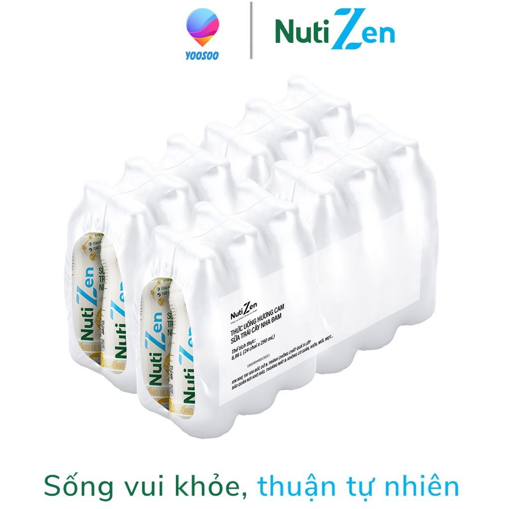 Combo 2 Chai Thức Uống Hương Cam Sữa Trái Cây Nha Đam Nutizen Chai pet 290ml CB2.NC290YS - Thương Hiệu NUTIFOOD - YOOSOO