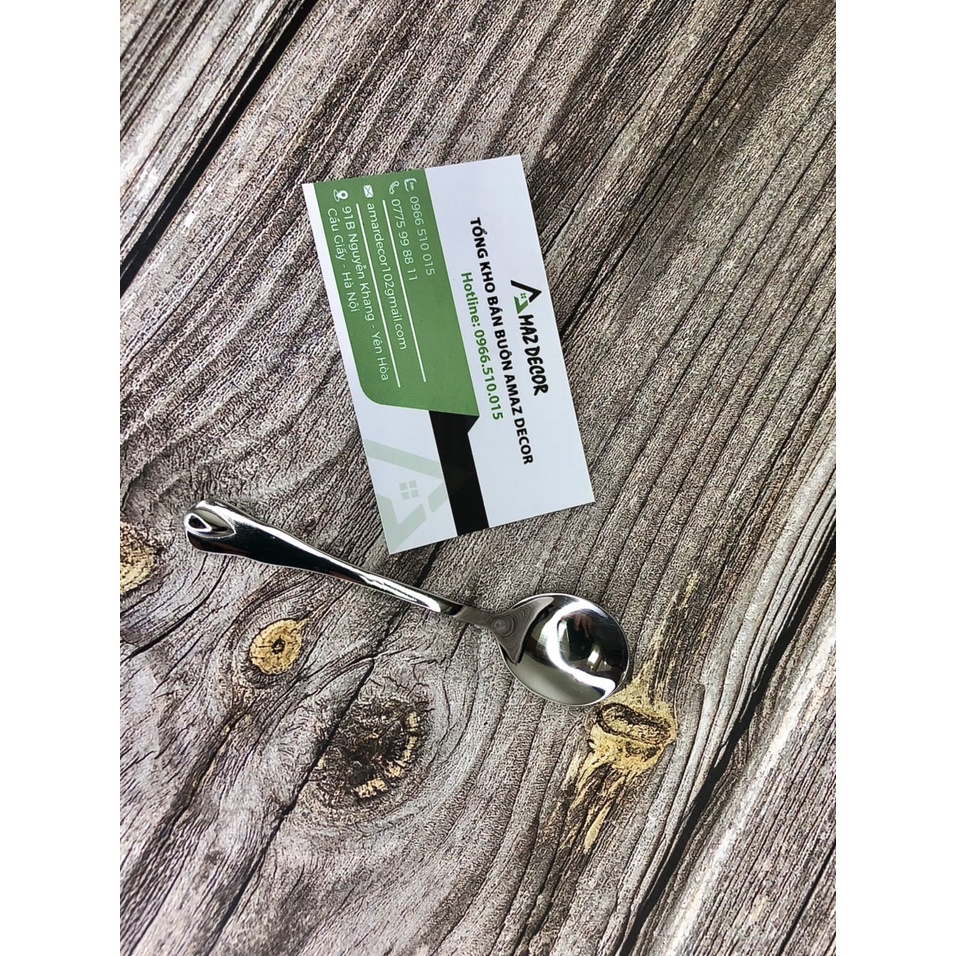 Muỗng thìa inox cafe 11cm cán giọt nước cao cấp sáng bóng bền đẹp an toàn cho sức khỏe TT112512