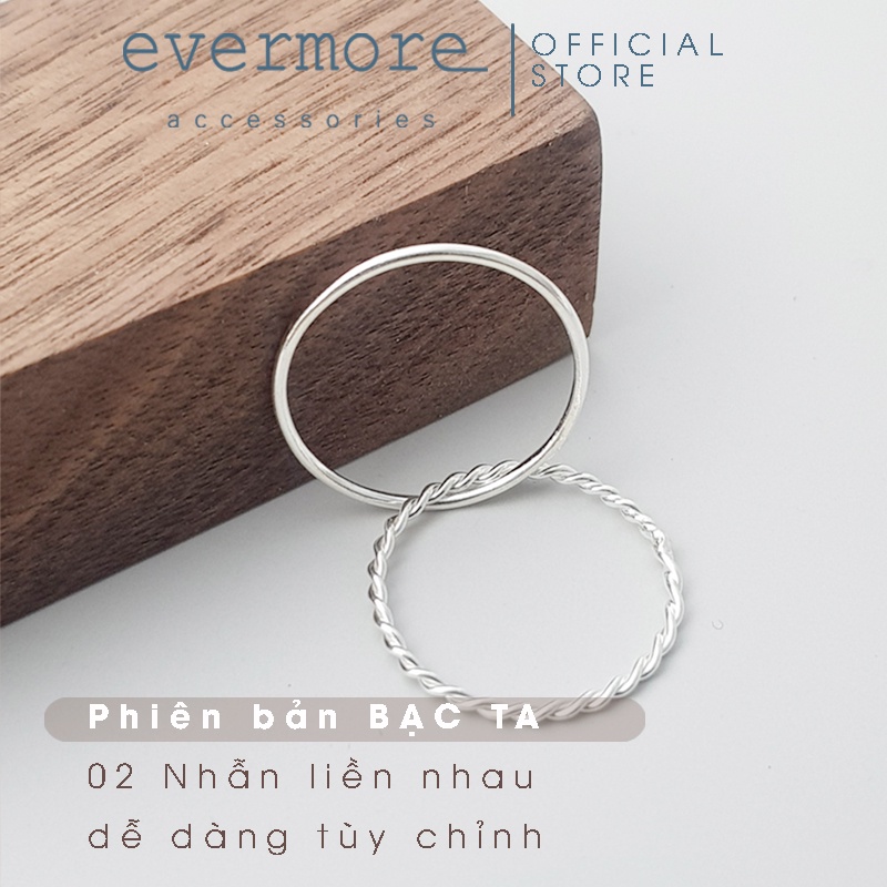 Nhẫn bạc mix đơn giản EVERMORE, nhẫn bạc mix 2 vòng thanh lịch, minimalism - N032