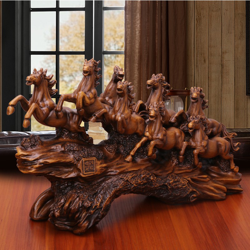 Tượng bát mã truy phong bột đá đúc sơn phủ gỗ T06 | BigBuy360 - bigbuy360.vn