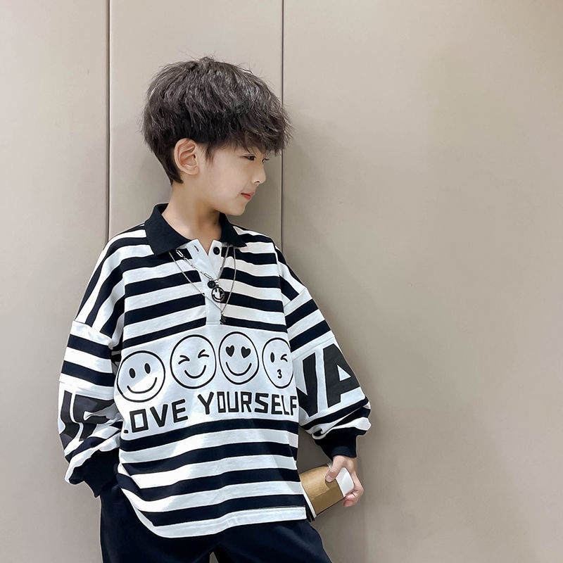 Áo sweater tay dài họa tiết kẻ sọc thời trang xuân thu mới cho bé 2021