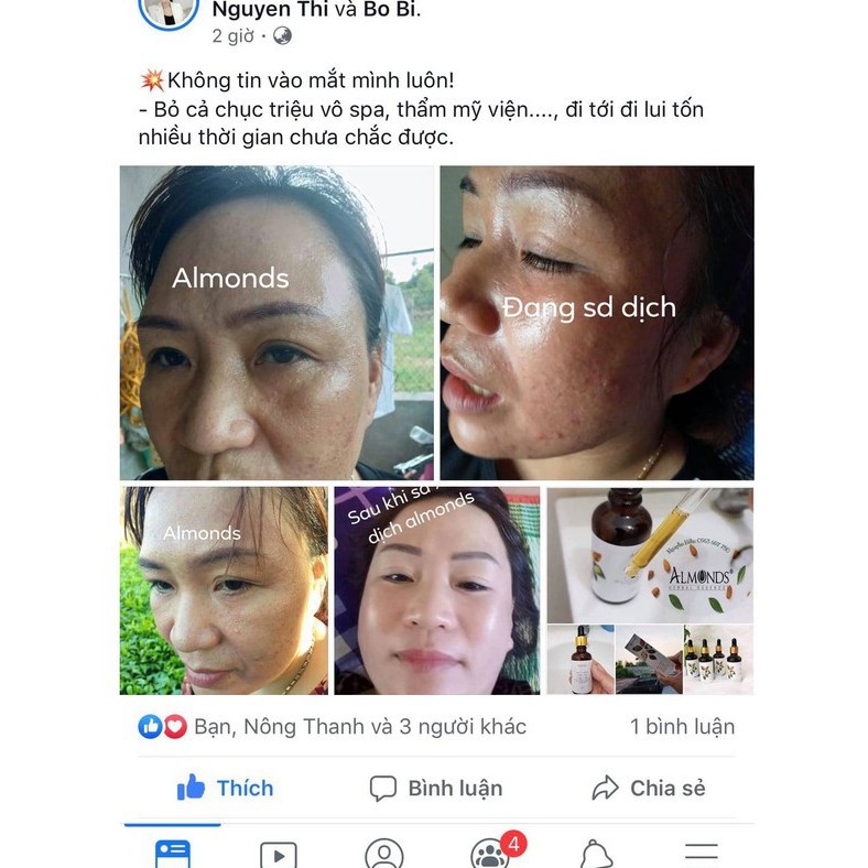 Cao Cấp Dịch Chiết Thảo Mộc Làm Sạch Nám - Tàn Nhang - Thâm Mụn Almonds 50ml .. | BigBuy360 - bigbuy360.vn