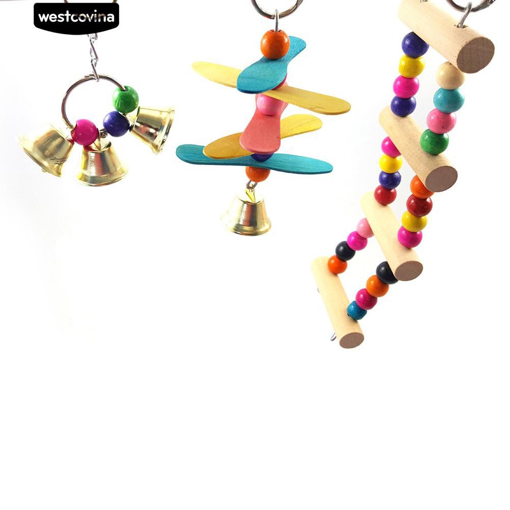 Thang đồ chơi bằng gỗ nhiều màu sắc cho chim vẹt