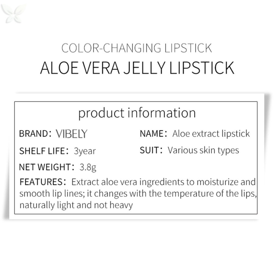 Son Môi Thạch Lô Hội Dưỡng Ẩm Lâu Trôi Chống Thấm Nước Thay Đổi Màu Sắc Theo Nhiệt Độ JMMZ VIBELY