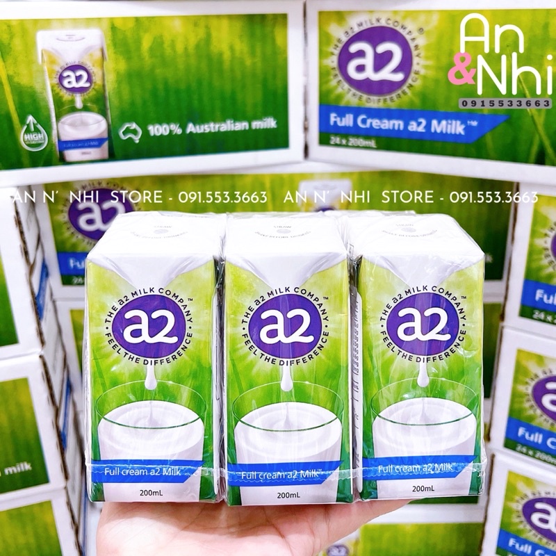 Sữa tươi A2 Úc pha sẵn vỉ 6 hộp x 200ml