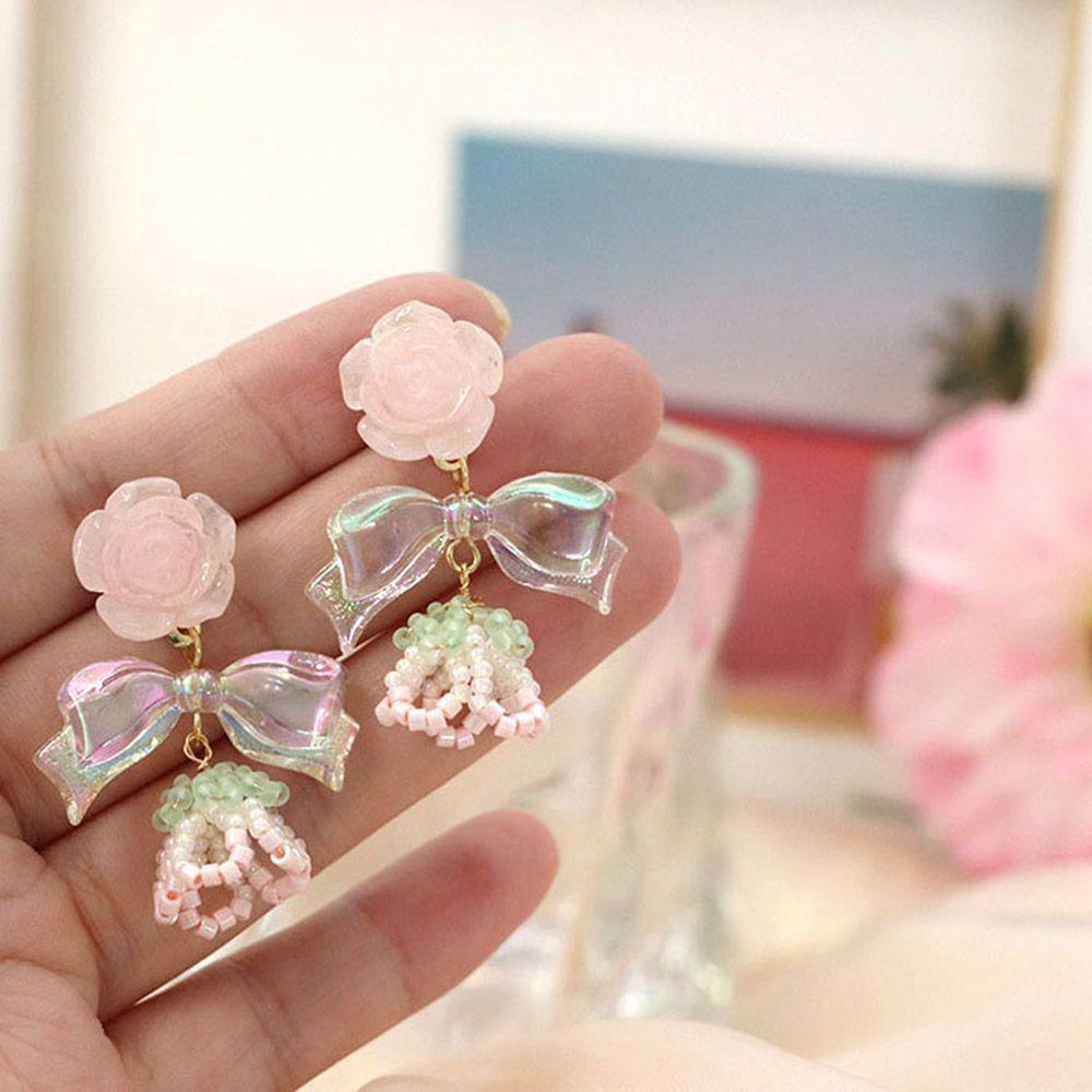 QQMALL Bông Tai Hình Nơ Phong Cách Hàn Quốc Thời Trang Xuân Hè Xinh Xắn Cho Nữ