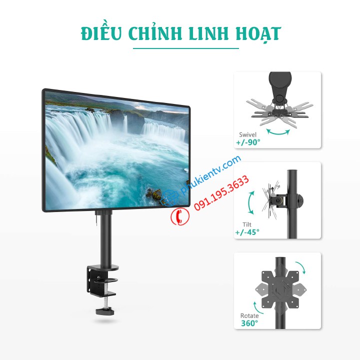 [Hàng Cao Cấp] Giá Treo Màn Hình 17 - 27 Inch Kẹp Bàn - Tay Treo Màn Hình Tải Trọng 8Kg Model: M061