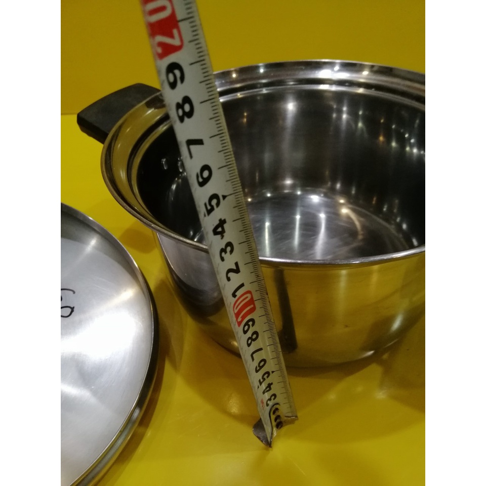 Nồi inox nội địa Nhật, size 23cm, cao 12cm (mã 960), Dùng được bếp từ