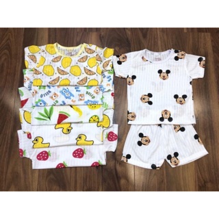 Bộ Cotton Giấy Cộc Tay Cài Vai Cho Bé