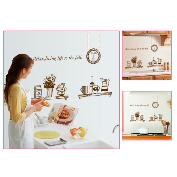 Decal trang trí tường - Coffee &amp; Tea trang trí nhà bếp