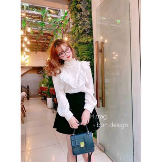 (sale) áo sơ mi cổ bèo tiểu thư (video+ảnh thật)