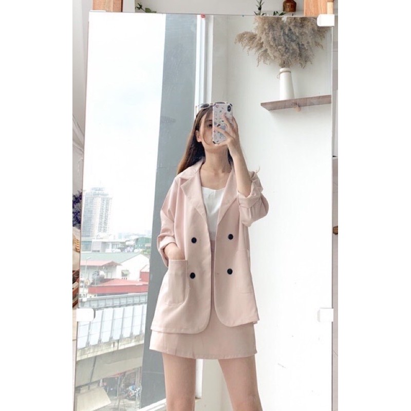 Sét áo khoác Blazer kèm chân váy có quần trong Size S M | WebRaoVat - webraovat.net.vn