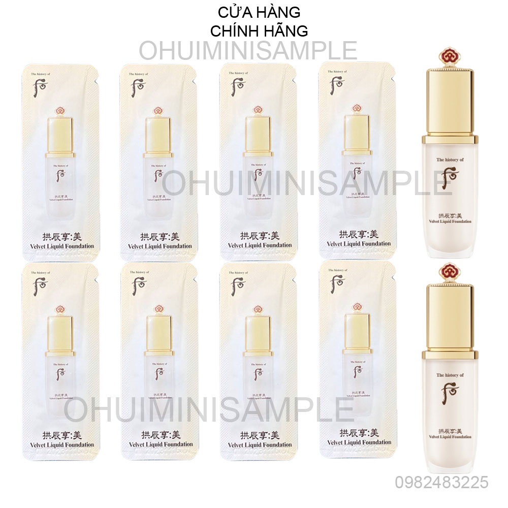 Gói Kem Nền Whoo Velvet Liquid Foundation Nâng tông sáng, che khuyết điểm cải thiện da sáng khỏe 1ml