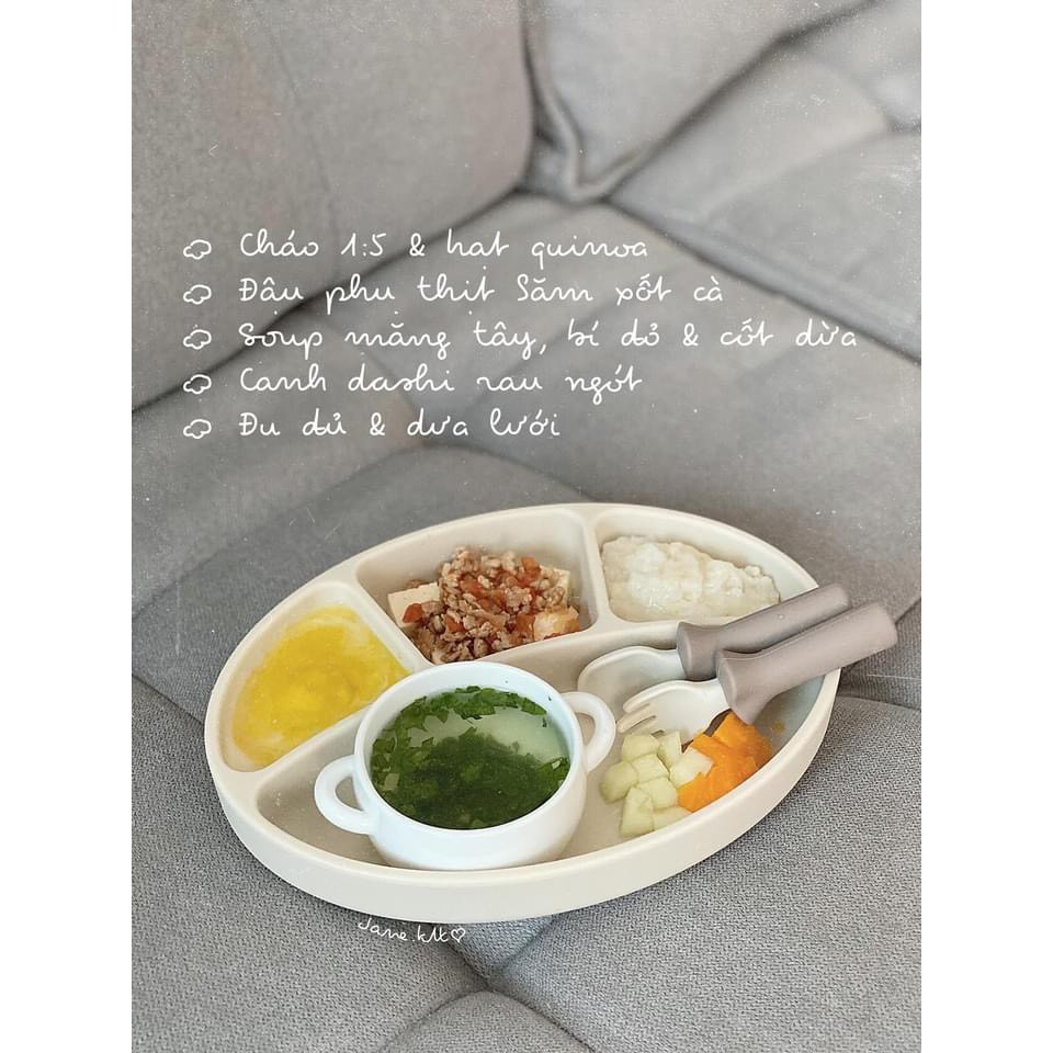 Khay Ăn Dặm Cho Bé Silicone Food Tray Bluemama Cao Cấp Chính Hãng Hàn Quốc - Khay Ăn Dặm Có Chia Ngăn Cho Bé