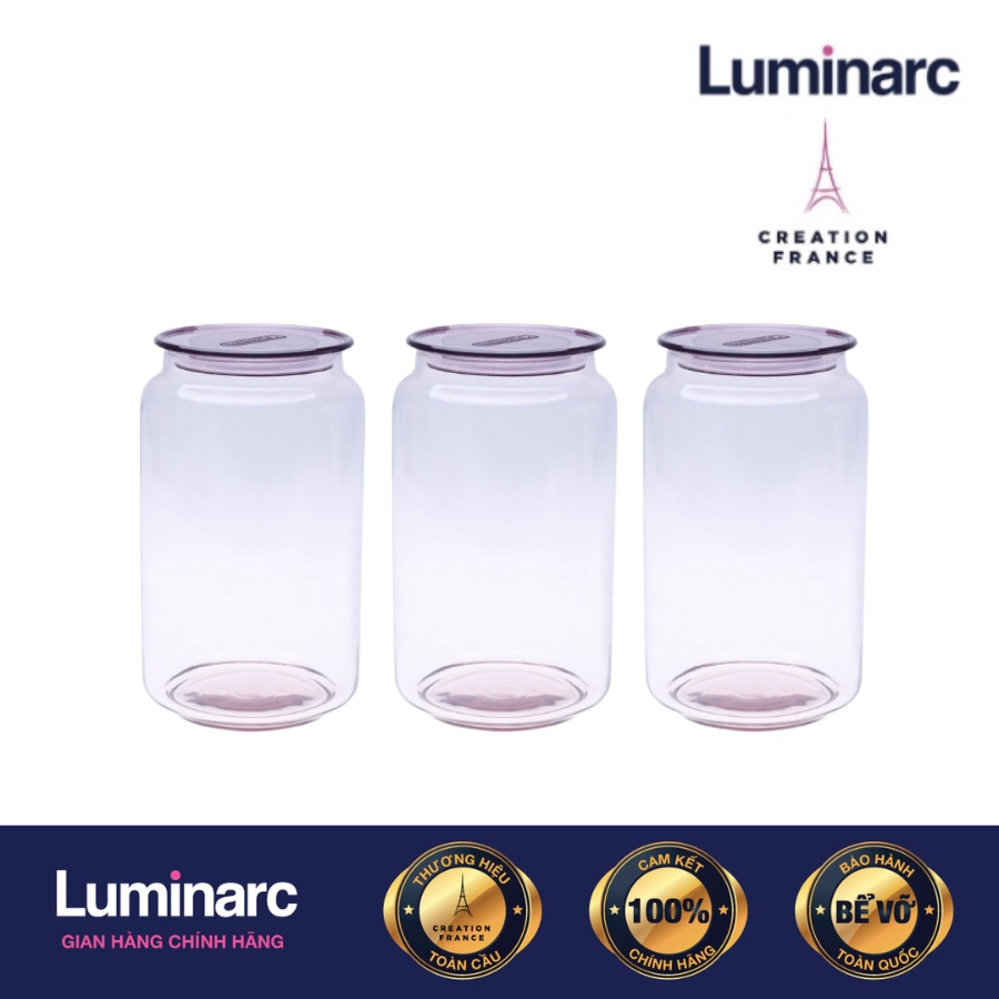 Bộ 3 Hũ Thuỷ Tinh Luminarc Rondo Pink 1L- LUHUL0365