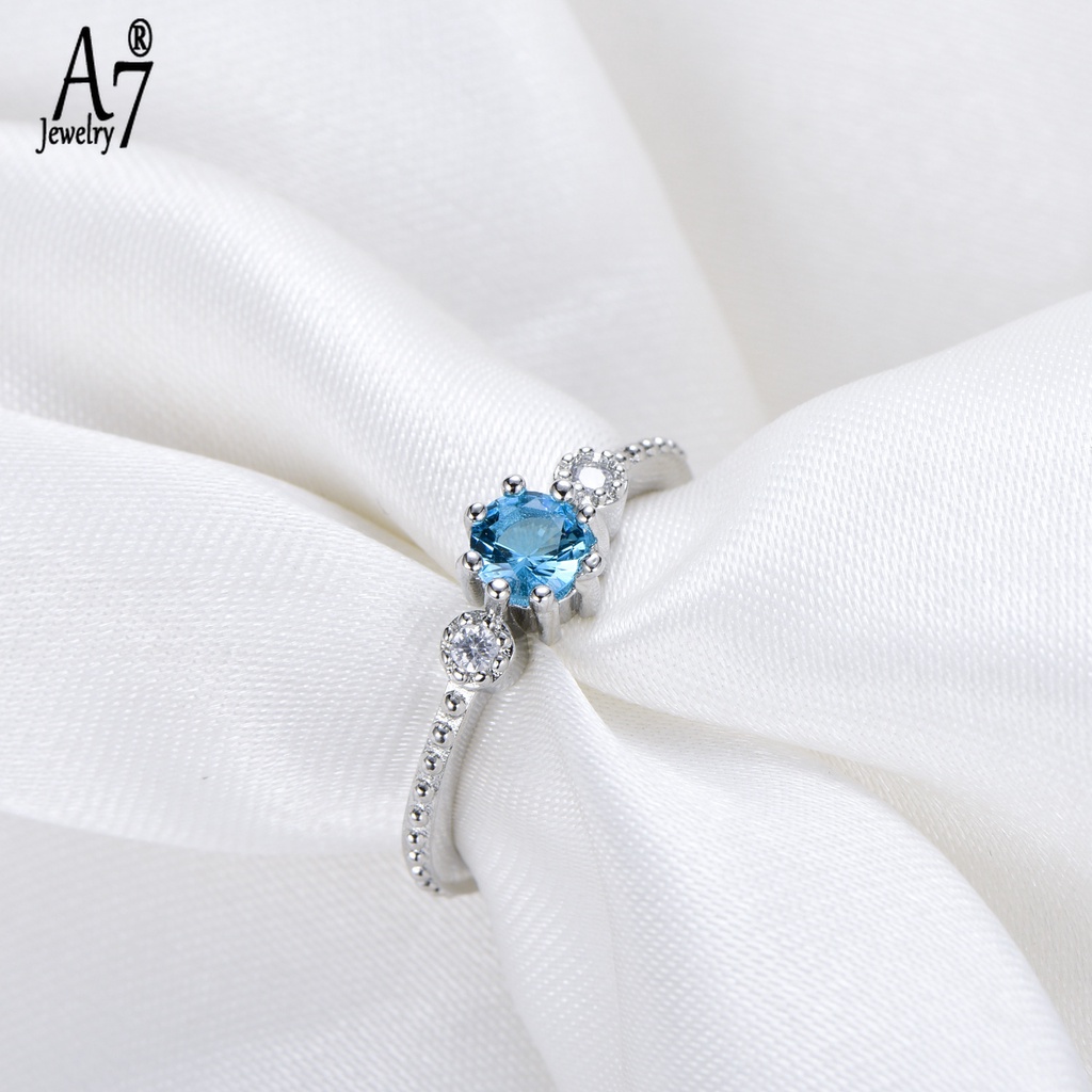 Nhẫn Bạc 925 Đính Cầu Hôn Màu Xanh Biển X5Y16