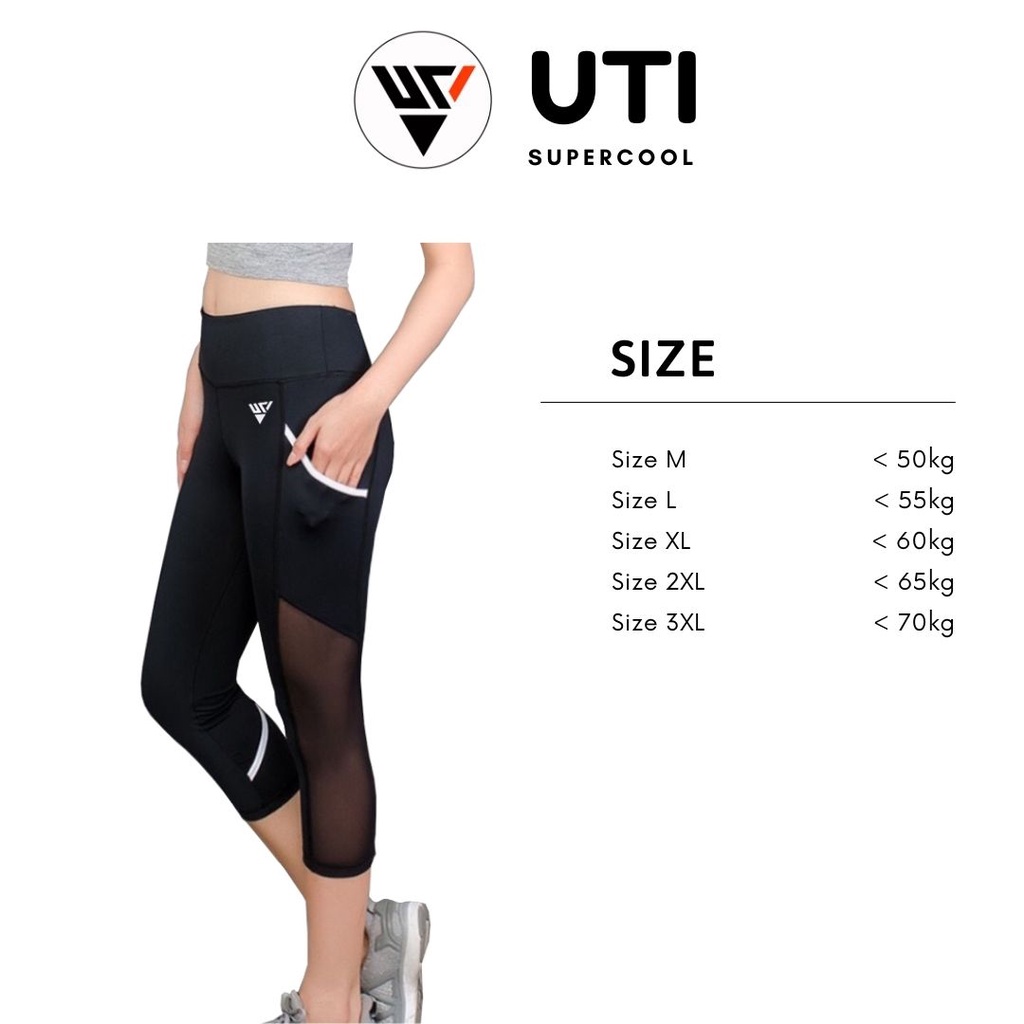 Quần Legging Lửng Tập Gym Nữ - Quần Legging Thun 4 Chiều Phối Lưới Có Túi